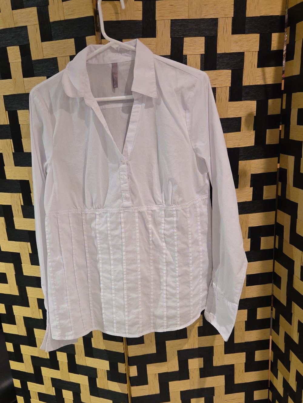 Thyme Maternity White V-Neck Long Sleeve Maternity Blouse